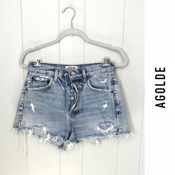 Agolde Pants - Agolde Cut Off Jean Shorts Denim Distressed Medium Wash Casual Normcore Sz 25